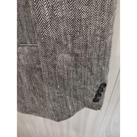 Stafford 100% Silk Men's Sport Coat 46L Salt & Pepper Church Business Preppy - Picture 2 of 11